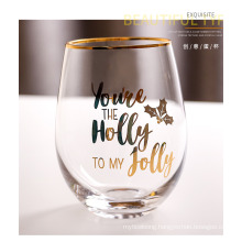 Wholesale Glass Wine Tumbler Stemless Wine Glass Cup with Decal Logo, Custom Stemless Wine Glass, Wine Tumbler
